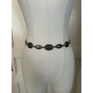 Medallion Concho Chain Belt Silver Western Southwestern Chunky Size 37-42